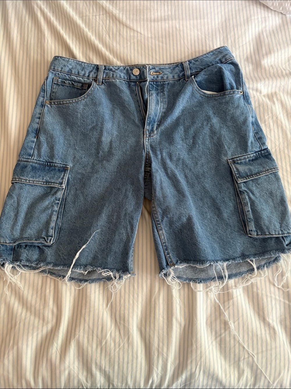 twik Light Blue Denim Zip-Front Shorts